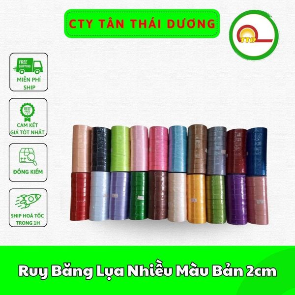 Ruy Băng Lụa Nhiều Màu Bản 2cm - Cuộn 22m