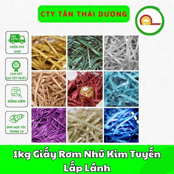 1kg  Giấy Rơm Nhũ Kim Tuyến Lấp Lánh Trang Trí Hộp Quà Sang Trọng