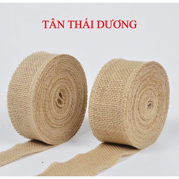Ruy băng vải bao bố - Làm đồ handmade, thắt nơ hộp quà - Decor trang trí kiểu Vintage - 4cm x 5 mét