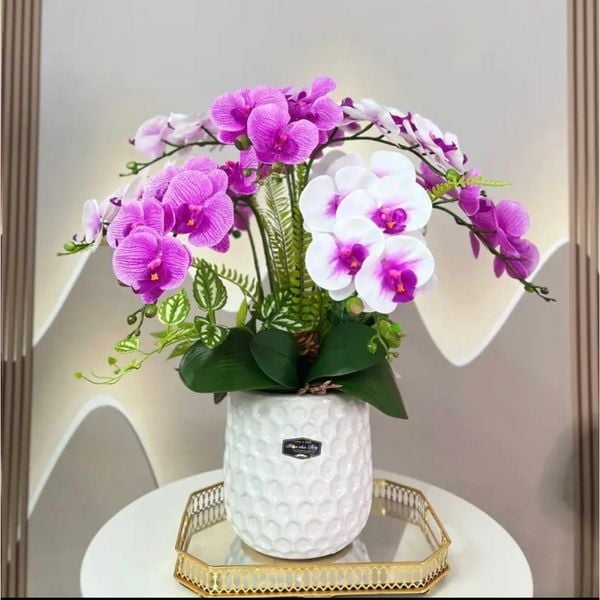 Cành hoa lan hồ điệp 5 bông cao su - decor trang trí tuyệt đẹp và cực sang