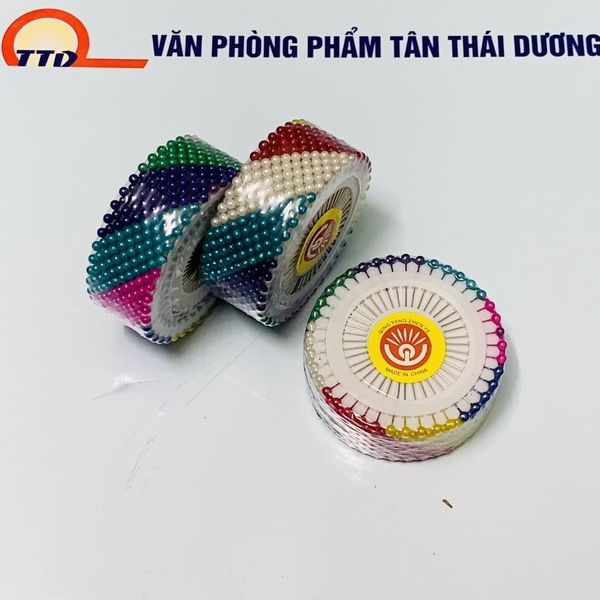 Vỉ 40 Kim Ghim Đầu Hạt Tròn - Dùng Cố Định Vải - Làm Đồ Hanmade