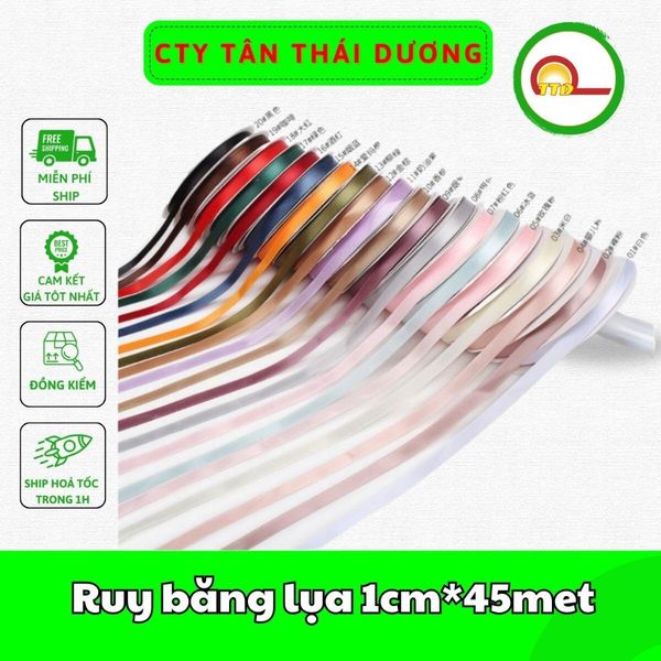Ruy băng lụa 1cm*45met - loại đẹp - đủ màu