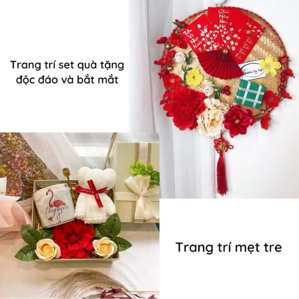 Hoa giả - Đầu bông hoa Cúc Pháp bằng vải lụa - Đầu bông hoa giả trang trí tháp oản, trang trí giỏ quà Tết
