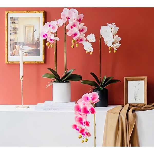 Cành hoa lan hồ điệp 5 bông cao su - decor trang trí tuyệt đẹp và cực sang