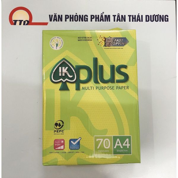 Giấy In IK Plus A4 70gsm 500 tờ/ Ram_Giấy In Cao Cấp