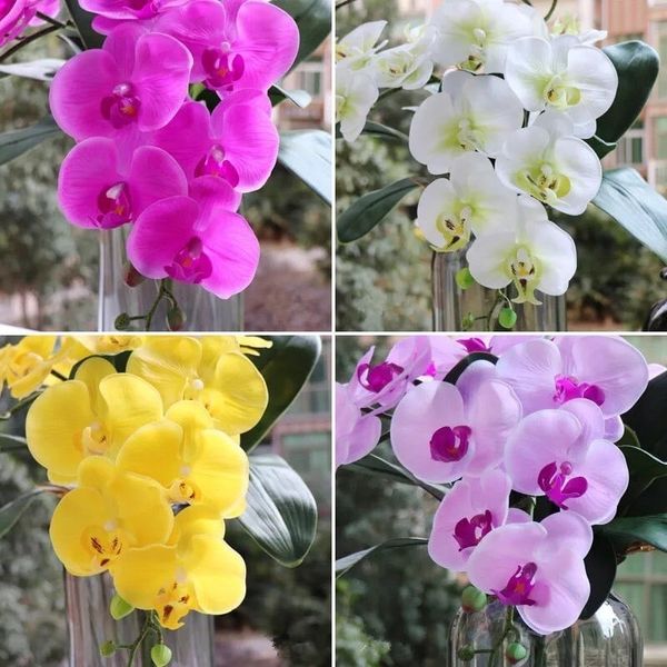 Cành hoa lan hồ điệp.  HÀNG CAO CẤP BẰNG CAO SU 9 BÔNG. hoa giả lan hồ điệp . trang trí tuyệt đẹp và sang trọng a06
