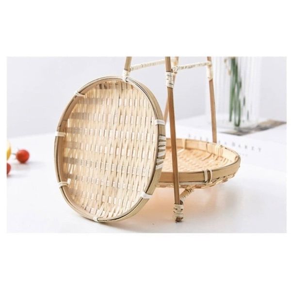 Mẹt tre tầng đan thủ công đựng đồ ăn, trang trí phụ kiện decor chụp ảnh