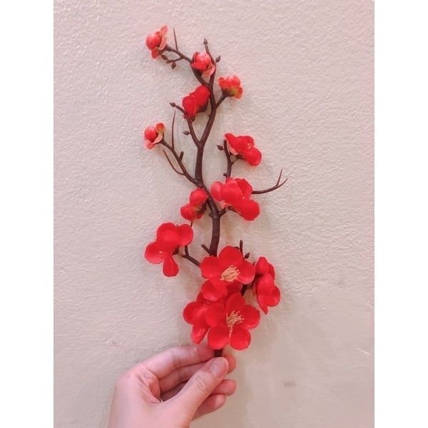 Cành Đào Giả Trang Trí Tết Dài 30Cm