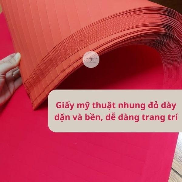 Giấy Gấp Quạt Trang Trí Tết,Giấy Đỏ Gấp Quạt Có Nếp Chất Liệu Nhung 1 Tờ 54x79cm
