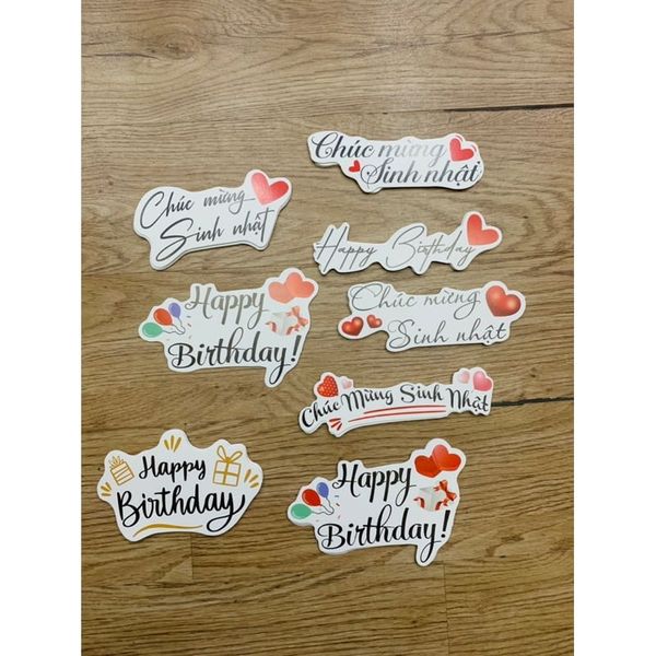 Banner Happy Birthday - Chúc mừng sinh nhật, tag cài thiệp, lãng hoa giỏ quà (Ngẫu Nhiên)