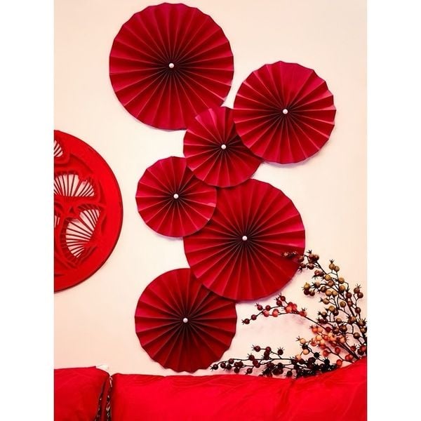 Set 6 quạt giấy - Decor trang trí nhà cửa - Trang trí Tết