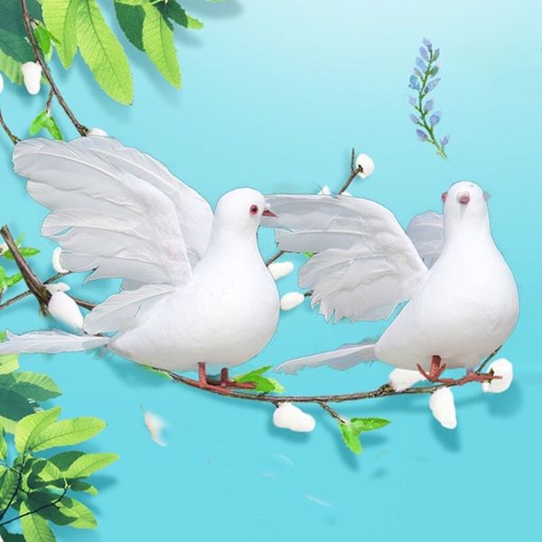 Set 2 con chim bồ câu giả trang trí đám cưới, decor trang trí tiểu cảnh