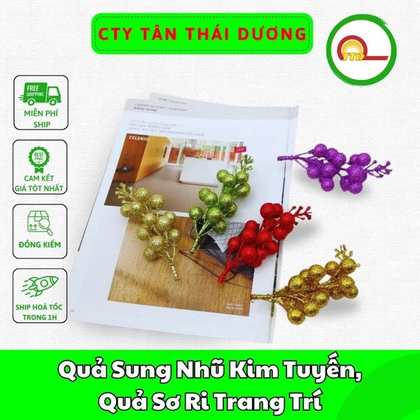 Quả Sung Nhũ Kim Tuyến, Quả Sơ Ri Trang Trí Oản - Trang Trí Giỏ Hoa