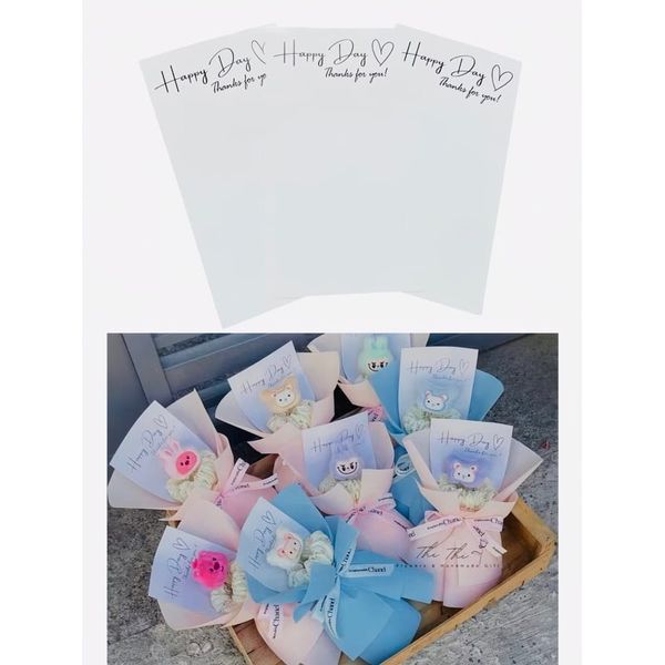 Giấy gói hoa - Set 10 tờ giấy mini lót bó hoa 1-3 bông chữ Happy Day - Khổ 13x25cm