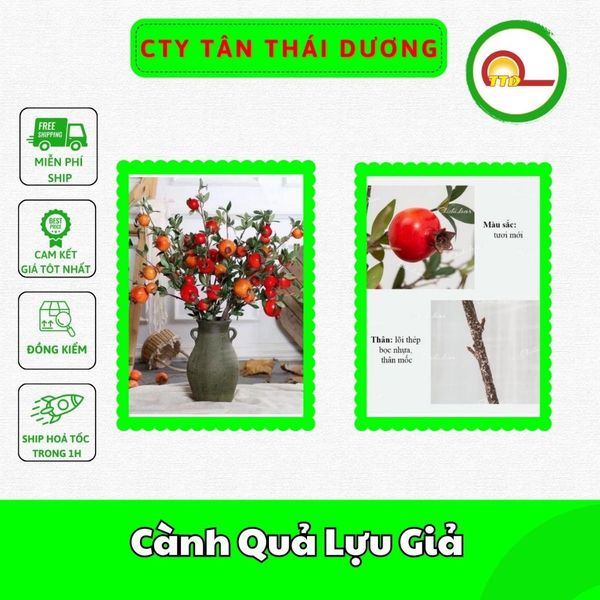 Cành Quả Lựu Giả Thân Mốc Giống Thật 99%