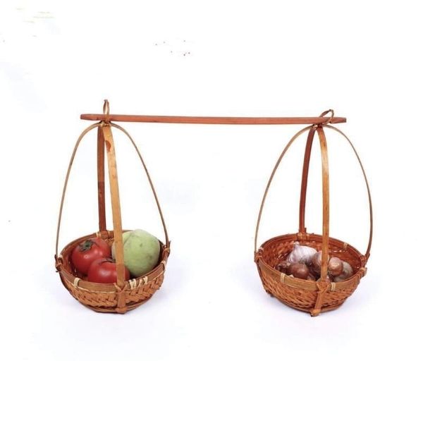 Bộ Quang Gánh mini - Quang thúng mini - Tặng kèm nón lá mini - Decor trang trí nhà cửa