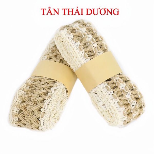 Cuộn dây ruy băng vải bao bố phối ren - Làm đồ handmade, thắt nơ trang trí hộp quà - Dài 2 Mét