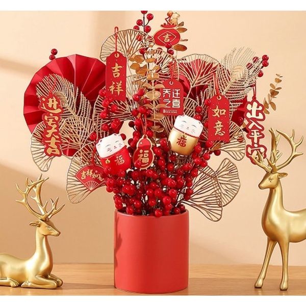 Mèo Thần Tài Xốp Decor Trang Trí Vòng Đào, Hoa Tết