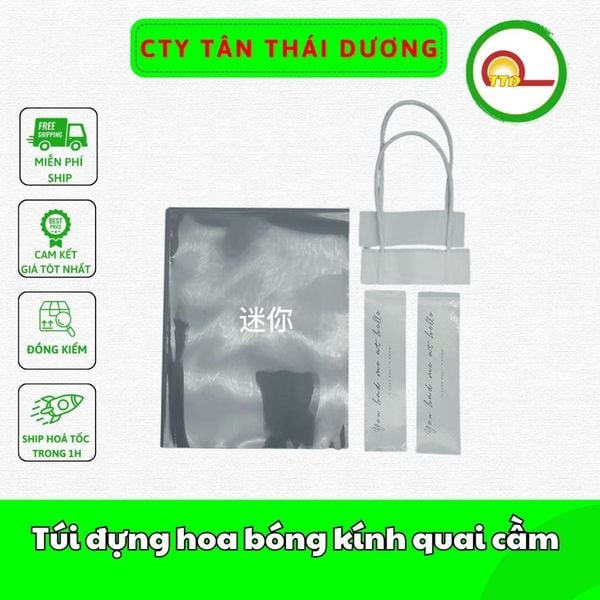 Túi đựng hoa bóng kính quai cầm giấy đủ kích cỡ