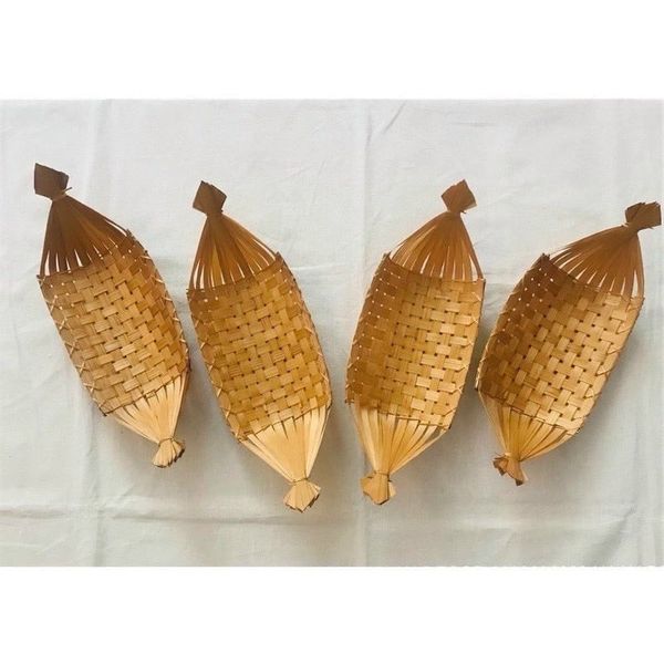 Thuyền tre decor trang trí đựng đồ ăn, hoa quả, trang trí đựng oản