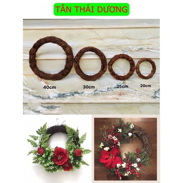 Vòng kết hoa - Vòng dây rừng làm vòng nguyệt quế giáng sinh - Vòng hoa treo cửa trang trí, Decor giáng sinh