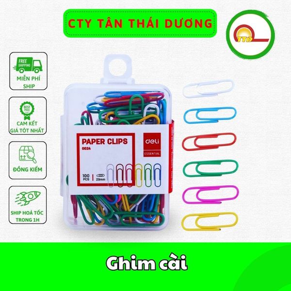 Ghim cài giấy Deli , Ghim mũ nhựa Deli nhiều màu