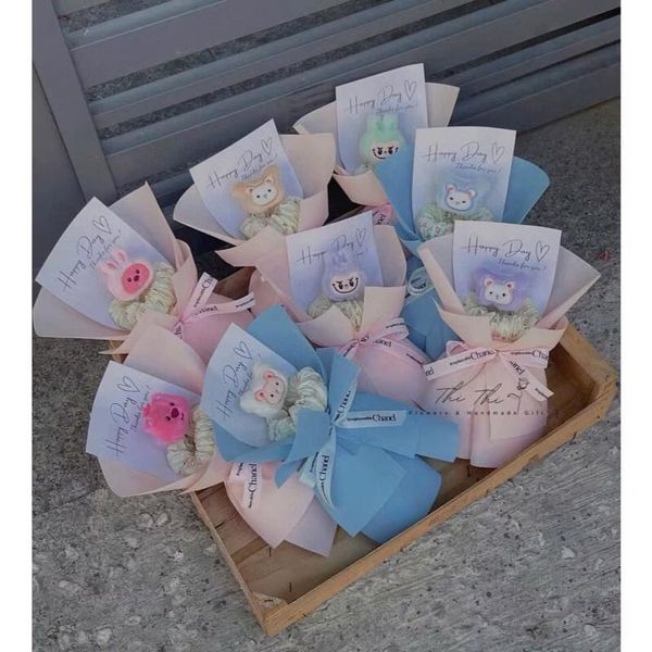 Giấy gói hoa - Set 10 tờ giấy mini lót bó hoa 1-3 bông chữ Happy Day - Khổ 13x25cm