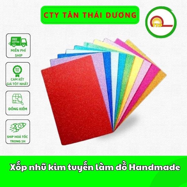 Xốp nhũ kim tuyến . Xốp EVA phủ nhũ .  Làm đồ Handmade - khổ 40x50cm