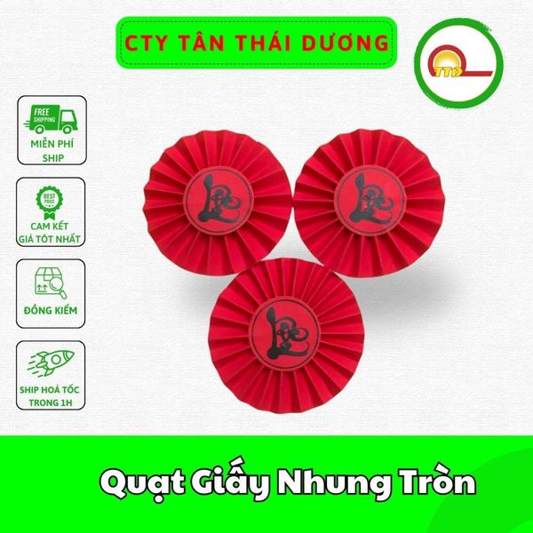Quạt Giấy Nhung Tròn 1 Chiếc Trang Trí Tháp Bánh,Giỏ Quà Tết,Giỏ Hoa Quả