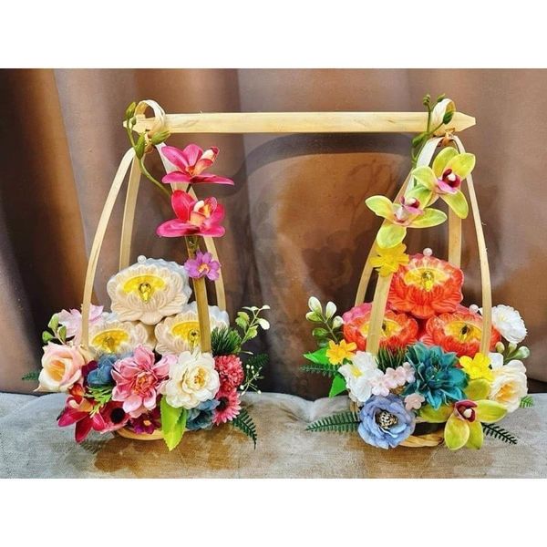 Bộ Quang Gánh mini - Quang thúng mini - Tặng kèm nón lá mini - Decor trang trí nhà cửa