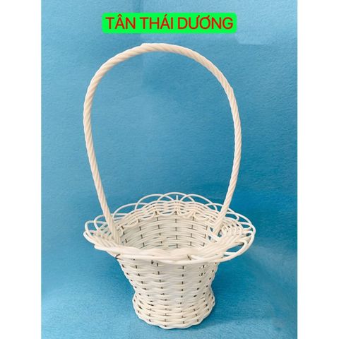 Giỏ mây - Giỏ mai tròn đựng hoa, có quai cầm - Decor Trang trí nhà cửa, Decor sự kiện