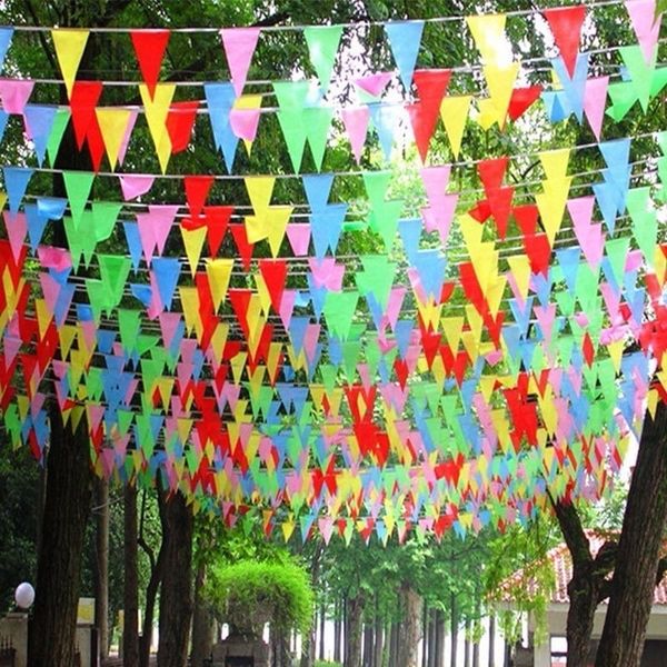 Dây cờ đuôi nheo , cờ dây tam giác loại dày đẹp 10met*30lá , cờ dây trang trí trường học