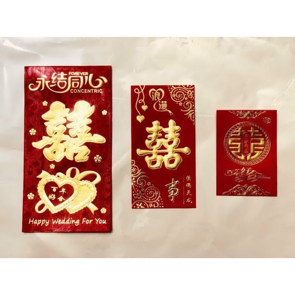 Set 6 chiếc Lì Xì chữ Hỷ dùng trong đám cưới, lễ trao duyên - Lì xì chữ Hỷ may mắn - Decor trang trí phòng cưới