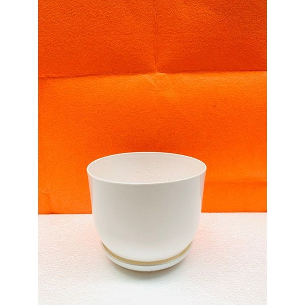 (Loại dày) Chậu trồng cây - Chậu nhựa tròn giả sứ kèm đĩa trồng cây cảnh mini, sen đá - Chậu trồng hoa