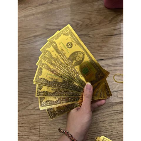 1 Tờ Tiền USD Mạ Vàng, Đồng Đô La Mạ Vàng Làm Tháp Tỏi, Làm Oản, Giỏ Hoa, Tháp Bánh Tháp Nước Tài Lộc, Giỏ Quà Tết