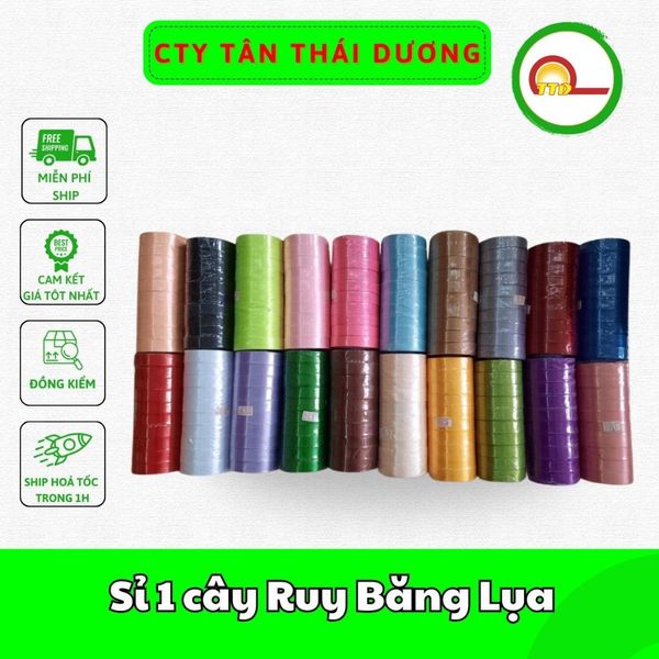 (Sỉ 1 cây) Ruy Băng Lụa , Nhiều Màu , Bản 2cm - Cuộn 22m