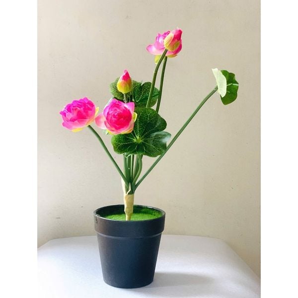 Cụm hoa sen nhí - Cụm hoa sen giả trang trí nhà cửa - Trang trí tháp oản tài lộc, Decor siêu đẹp