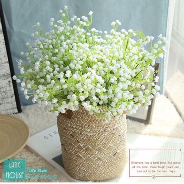 (LOẠI 1- NHIỀU NHÁNH) 1 Cụm hoa baby giả , hoa nhựa , hoa nhí , cỏ điểm . trang trí bó hoa tươi , hoa sáp