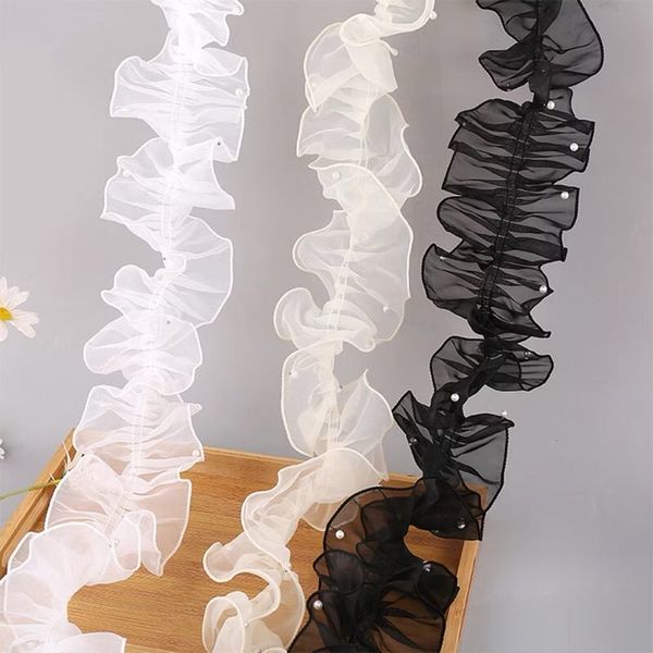 Voan đính ngọc - Viền voan công chúa đính ngọc may sẵn - Voan bèo bó hoa cực sang chảnh - 11cm x 2m