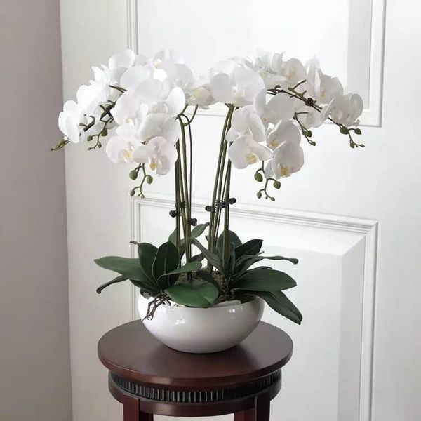 Cành hoa lan hồ điệp.  HÀNG CAO CẤP BẰNG CAO SU 9 BÔNG. hoa giả lan hồ điệp . trang trí tuyệt đẹp và sang trọng a06