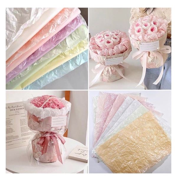 (Lẻ 5 tờ) giấy nến , giấy nhăn gói hoa kiểu hàn quốc cực xinh