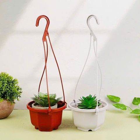 (Loại Dày) Chậu trồng hoa - Giỏ treo hình bát giác, Chậu hoa nhựa - Decor Trang trí nhà cửa
