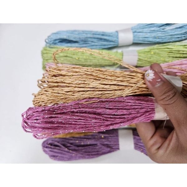 Dây thừng cói giấy kim tuyến đủ màu trang trí hộp quà, bó hoa, làm đồ handmade