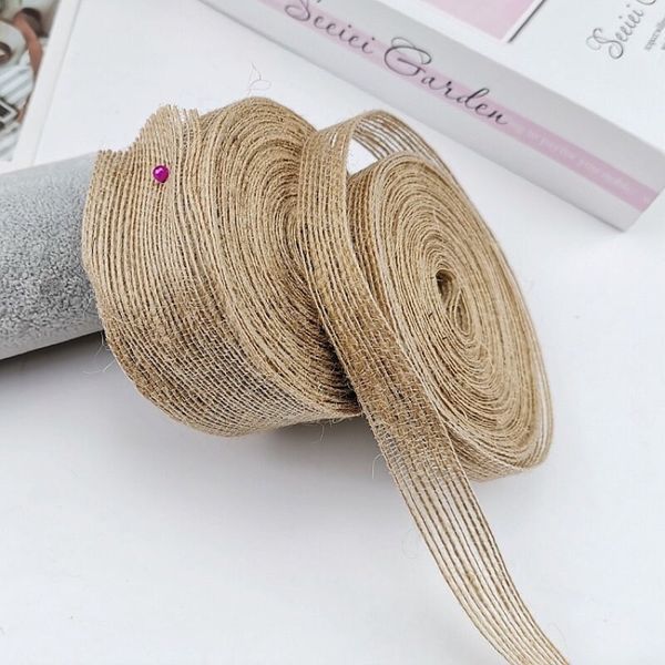 Ruy băng sợi đay, làm đồ handmade - Thắt nơ kiểu Vintage - Dài 10 Mét