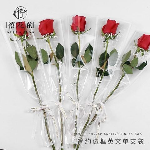 Set 10 túi đựng hoa 1 bông trong suốt