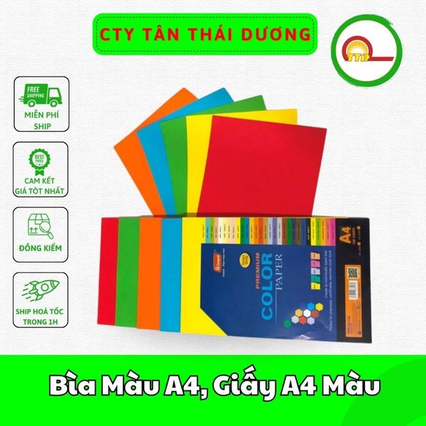 Bìa Màu A4 ,Giấy A4 Màu, 10 Tờ Bìa Màu A4