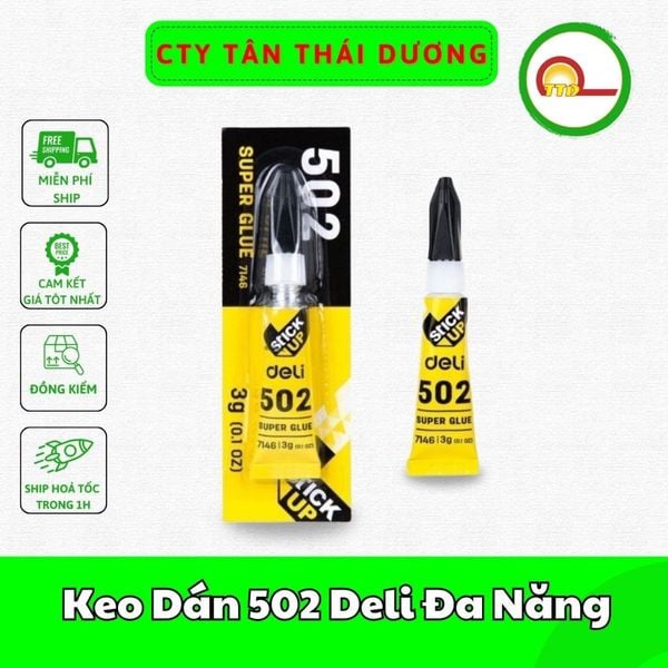 Keo Dán 502 Deli Đa Năng Dán Giày Dép, Dán Túi Xách, Dán Gốm Sứ Siêu Chắc (3g)
