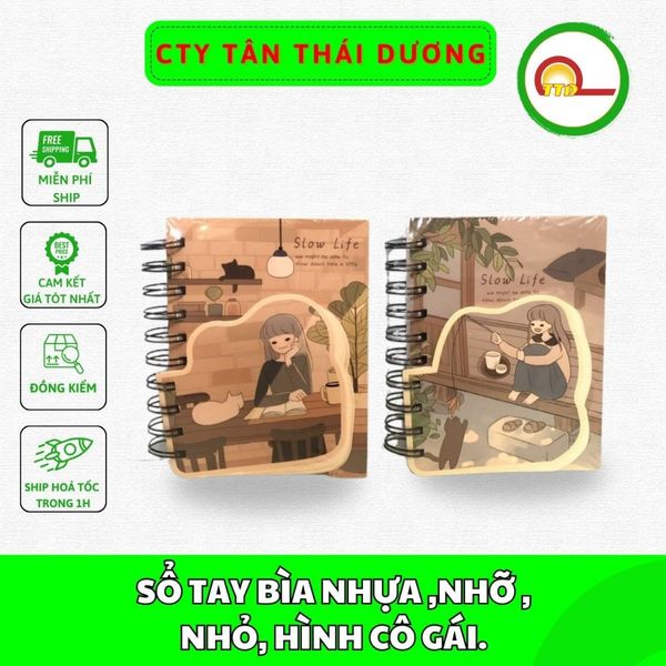 SỔ TAY BÌA NHỰA ,NHỠ , NHỎ, HÌNH CÔ GÁI.