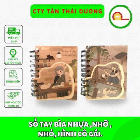 SỔ TAY BÌA NHỰA ,NHỠ , NHỎ, HÌNH CÔ GÁI.