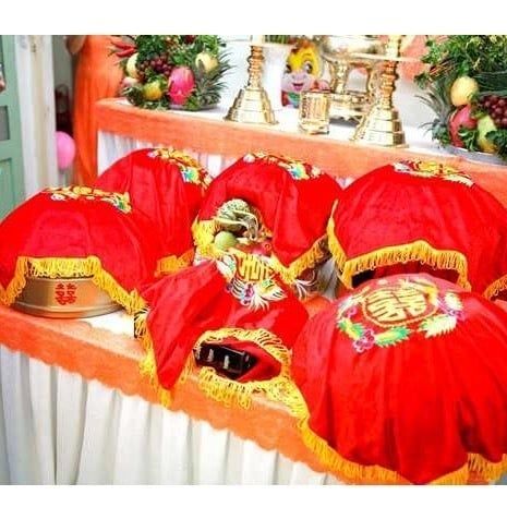 Tráp xin dâu - Tráp dạm ngõ - Tráp cưới hỏi - Kèm khăn nhung chữ Hỷ phủ tráp